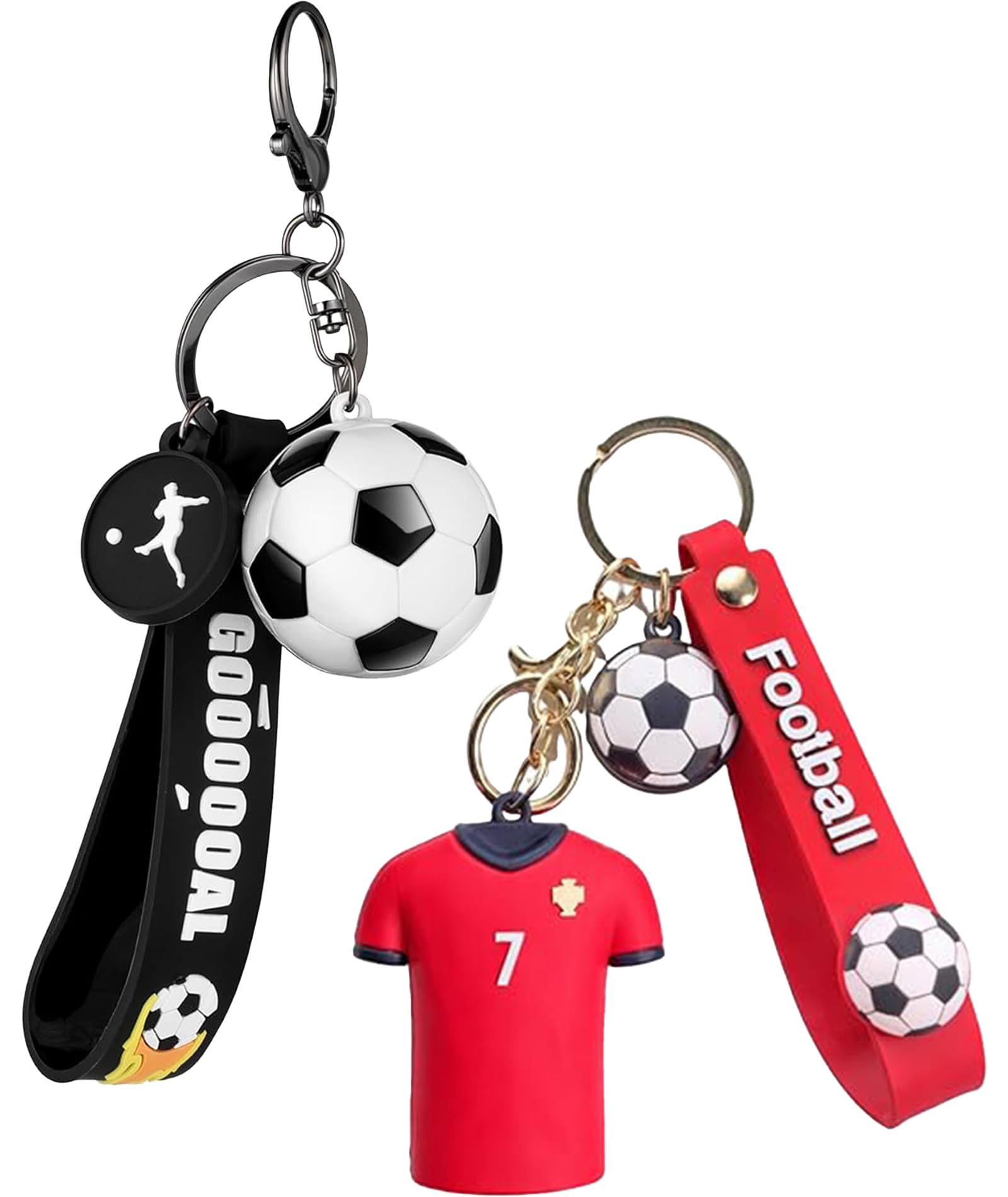 2PCS Football Keychain, World Cup Inspired Design, Gift for Football Fans, Two Styles Football and Jersey Number 7, Ideal for Keys and Bags-image-17