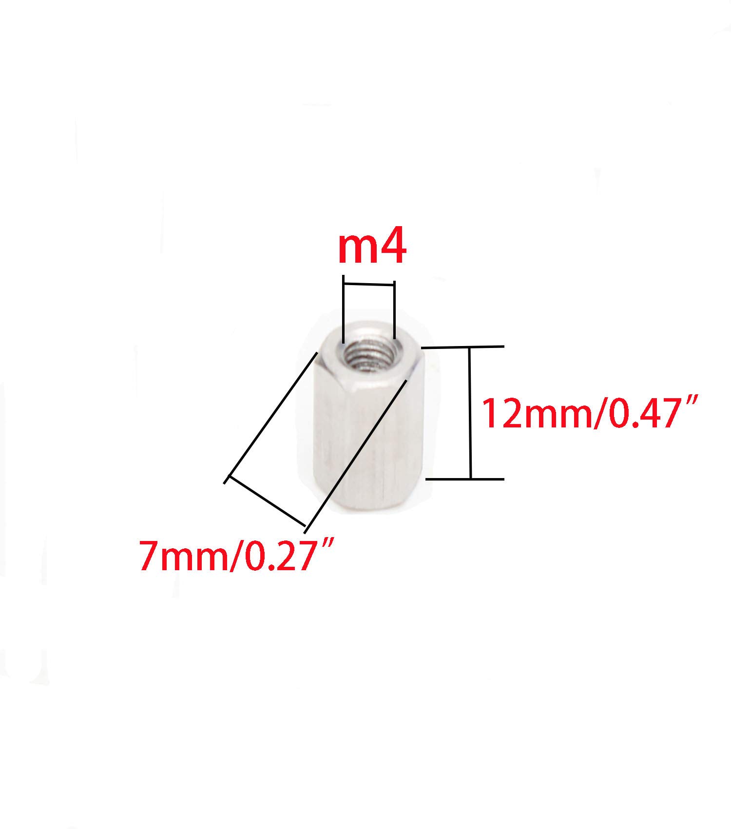 Smartsails 10PCS M4 X 0.7-Pitch 12mm Length 304 Stainless Steel Metric Hex Coupling Nut