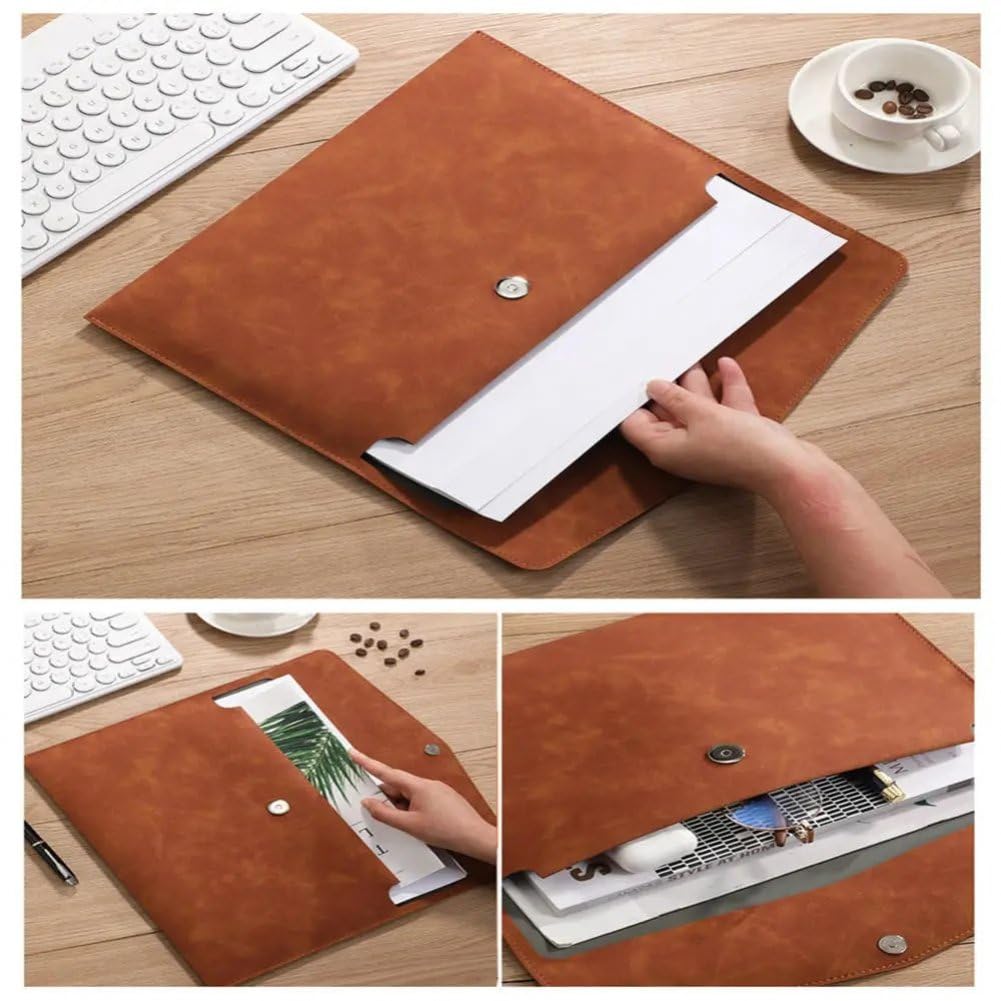 Carpeta De Archivos, Porta Documentos A4 De Cuero PU, Organizador De Archivos, Estuche De Cartera De Sobres para Hogar, Escuela, Oficina, Papelería