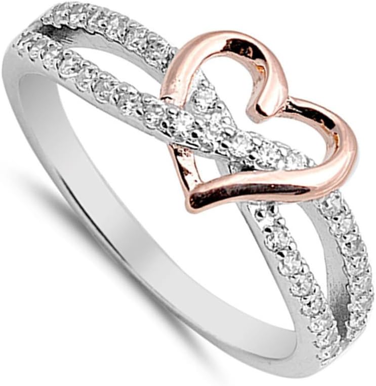 CHOOSE YOUR COLOR Sterling Silver Infinity Knot Heart Promise Ring