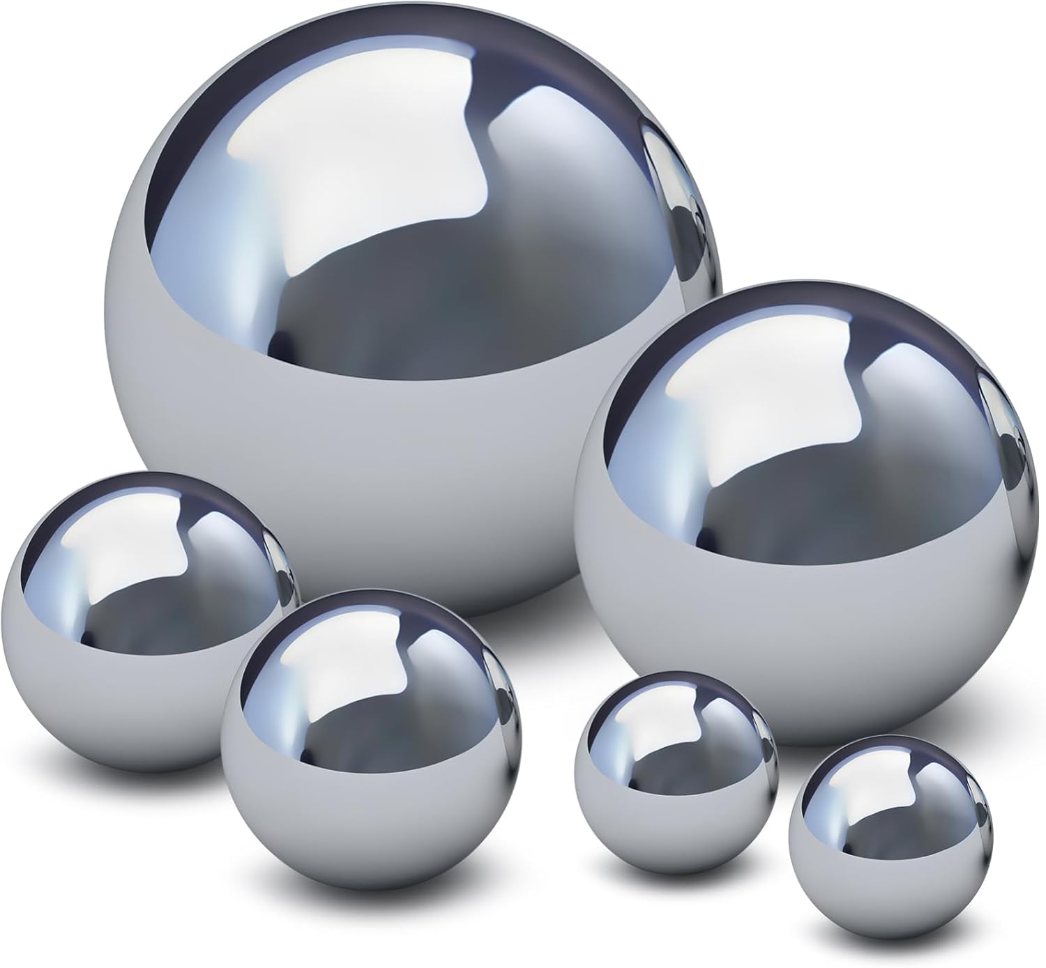 Toyvian Gazing Balls for Garden: 6 Pcs Stainless Steel Mirror Polished Sphere Balls, Reflective Outdoor Decorations, Silver, 15cm, 10cm, 8cm, 5cm