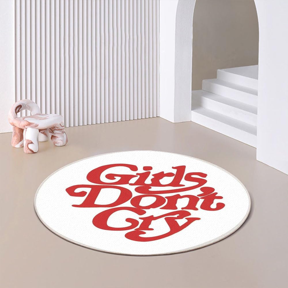 Tapis rond rose 81,3 cm mignon tapis de bain antidérapant salon et chambre à coucher Don't Cry