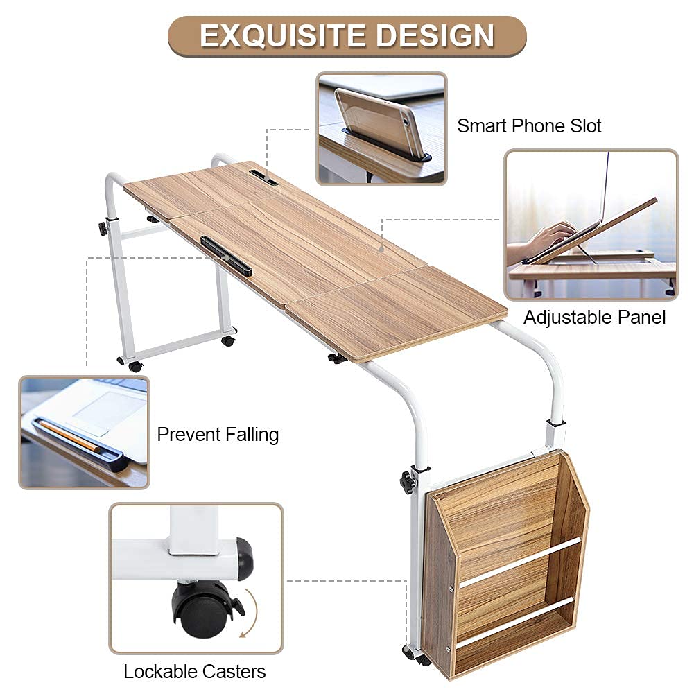 Greensen Over Bed Table, Adjustable Over Bed Overbed Table on Wheels
