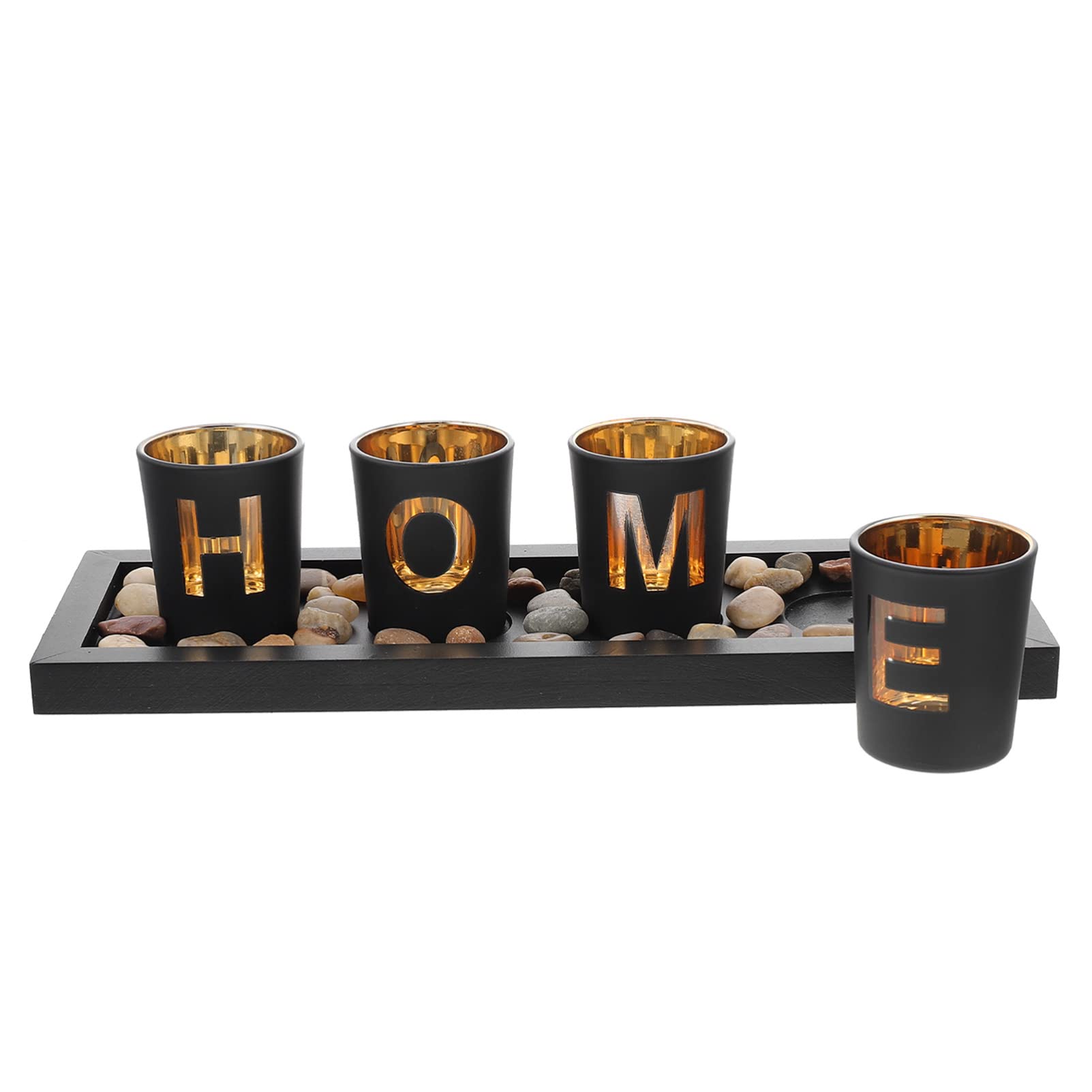 Plateau Porte-bougie En Verre Noir Unique Décoration Dintérieur Motif Lettre Friends