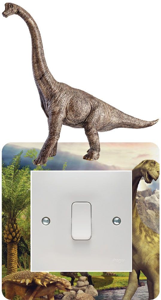 Brachiosaurus Jurassic Dinosaur Light Switch Surround Art Vinyl Wall Stickers Children's Bedroom