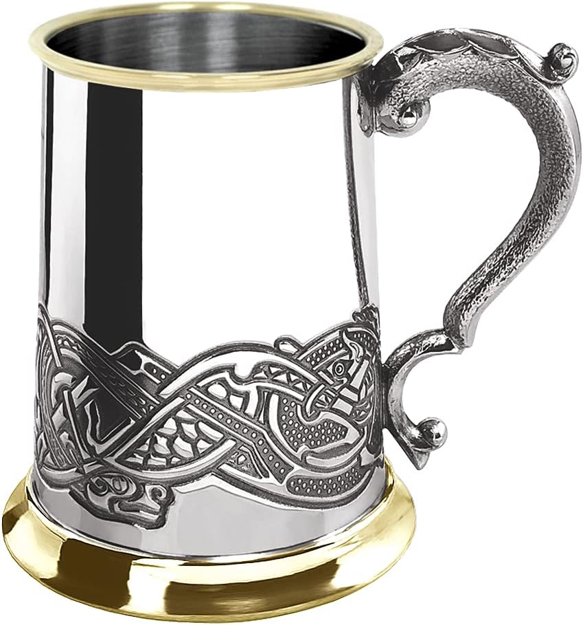English Pewter Company 1 Pint Celtic Pewter and Brass Tankard [EP151]