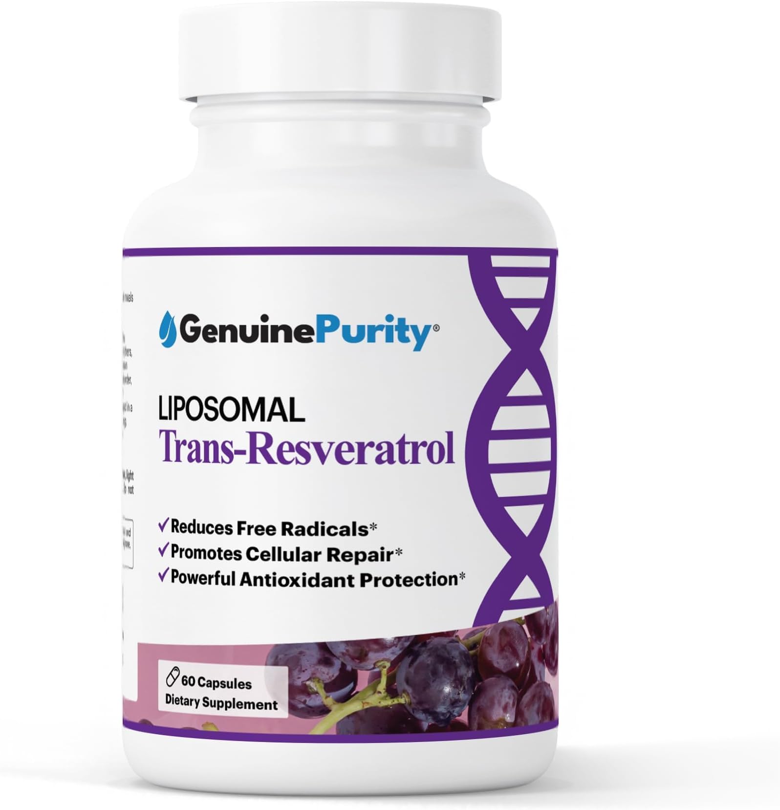 Liposomal Trans Resveratrol 500mg, 60 Vegan Capsules to Support Cellular Health, Antioxidant Activity & Overall Wellness - Non-GMO Trans Resveratrol Supplement for Daily Vitality