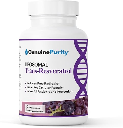 Trans resveratrol liposomal 500 mg, 60 cápsulas veganas para apoyar la salud celular, la actividad antioxidante y el bienestar general - Suplemento