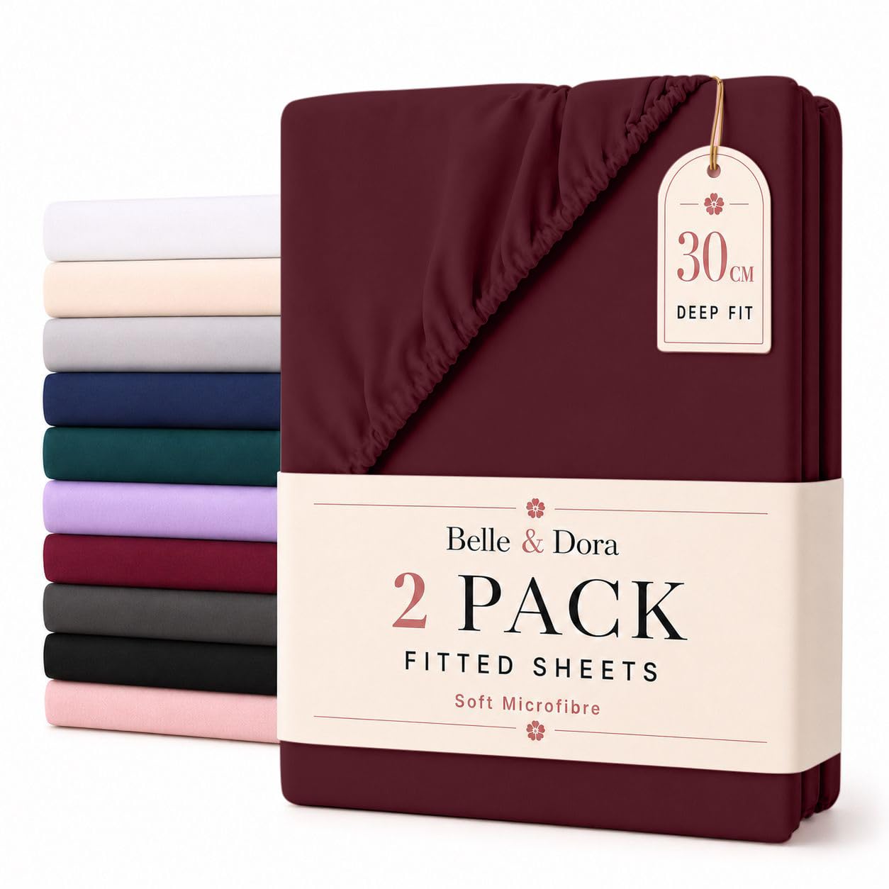 2 Pack King Microfibre Fitted Sheets 30cm Deep Bed Sheets