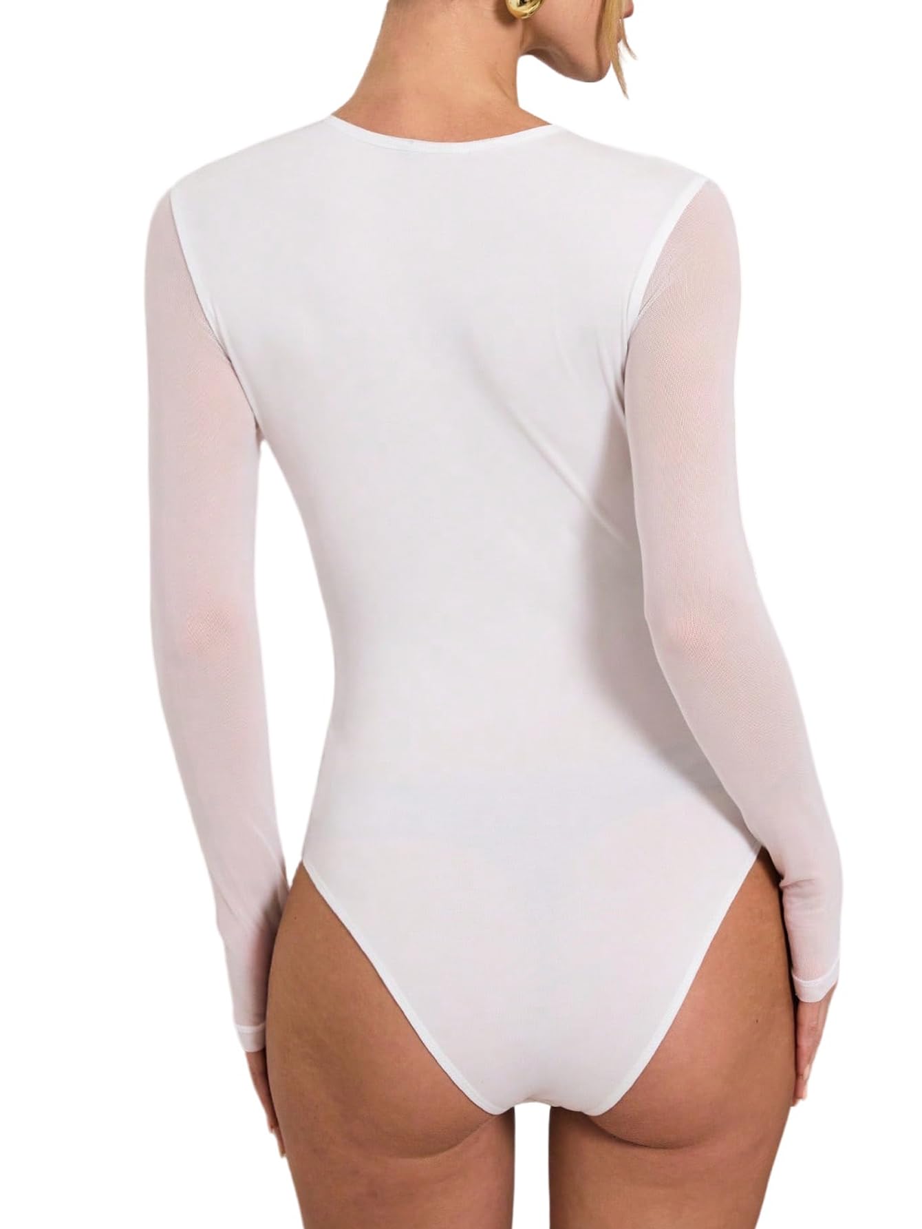 GORGLITTER Body élégant pour femme avec maille transparente - Manches longues - Pour l'automne et les festivals