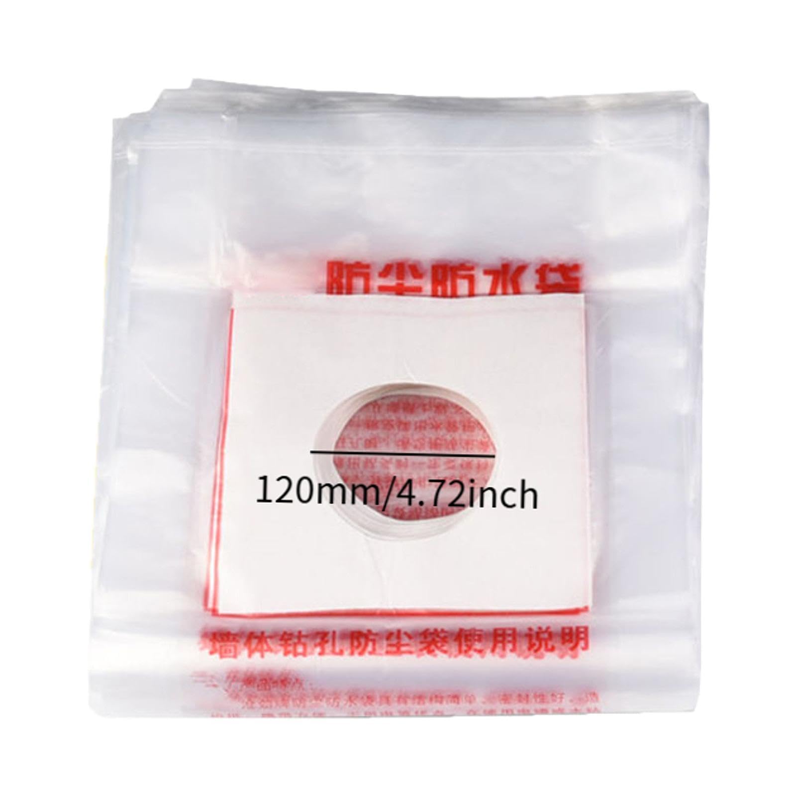 Homyl 50 Stück Bohrstaubschutz Staubauffangbeutel Staubkollektor Beutel Bohrstaubbeutel PP Material für Heimwerkerarbeiten Wanddurchbrüche, 120 Mm