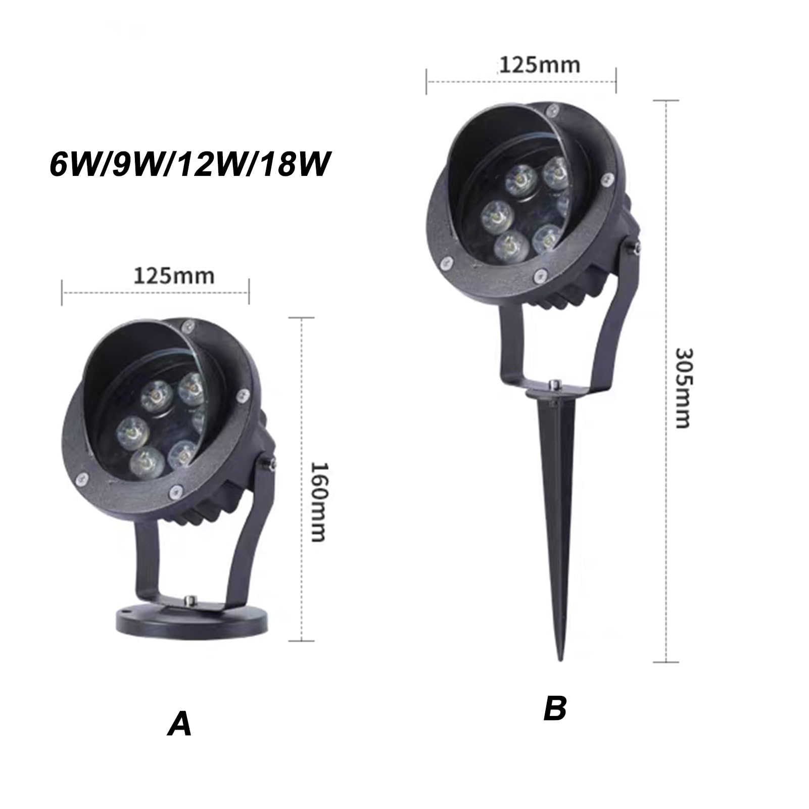 Oświetlenie krajobrazu - Reflektory zewnętrzne, reflektor LED do drzew 220 V AC, wodoodporna oprawa oświetleniowa IP65, do oświetlenia ogrodów willi (RGB, B-12W)