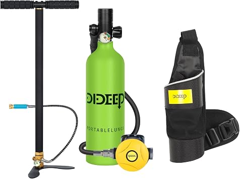 DIDEEP X4000Pro Scuba Tank 1L Capacity Mini Scuba Tank Support About 15-20 Minutes Underwater Breathing Portable Lung Tank Reusable for Emergency Rescue Underwater Exploration