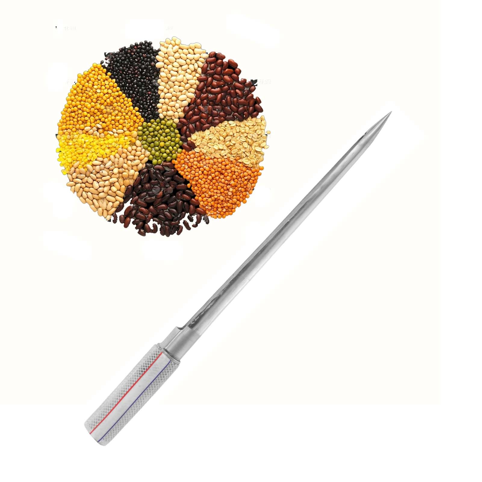 Ergonomiczny próbnik sondy do ziaren ze stali nierdzewnej, nawóz i zbieracz proszków, narzędzie do pobierania próbek stałych 60 cm do ziaren, granulatu i proszków (φ2,8 cm)