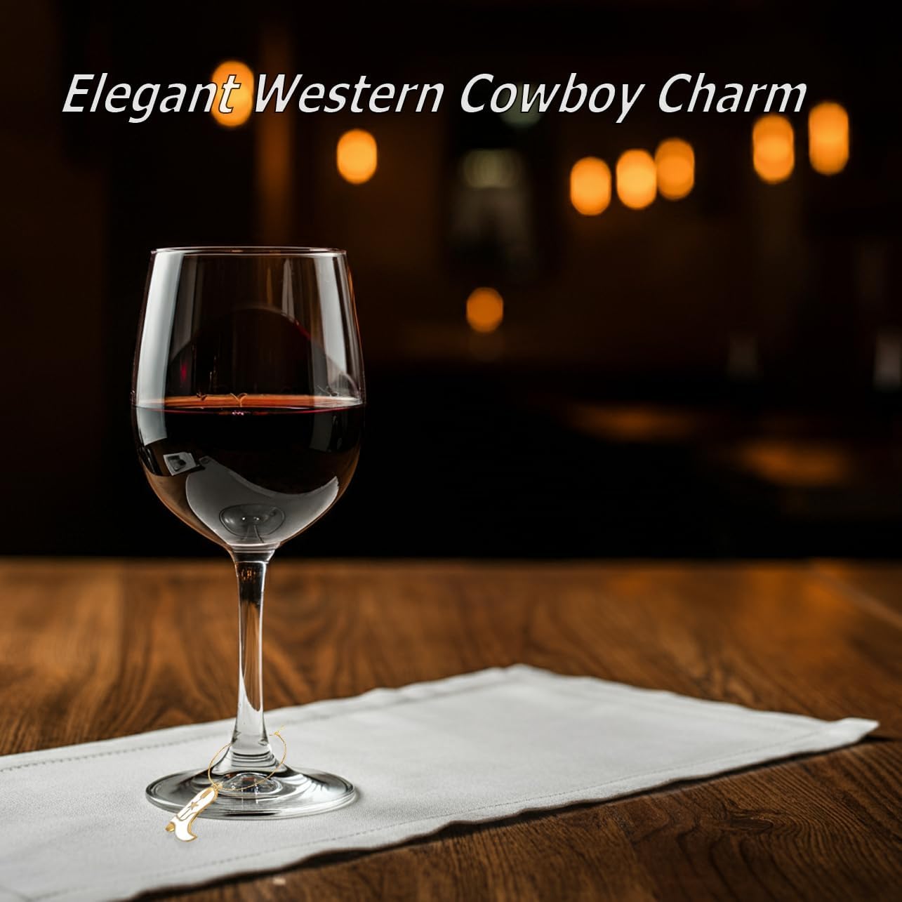 Set of 6 Cute Wine Glass Charms Cowboy Boots Hats Funny Wine Markers for Stem Glasses Party Favors Decorations