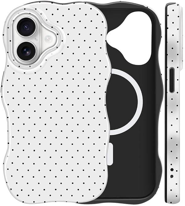 flewfun Magnetic for iPhone 16 Wave Polka Dot Phone Case, White by flewfun - Used condition - US$9.71