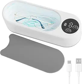 Limpador ultrassônico, limpador profissional de joias de 300 ml com temporizador de 2 modos, máquina de limpeza ultrassônica portátil, limpador de retentor ultrassônico para óculos, joias, óculos