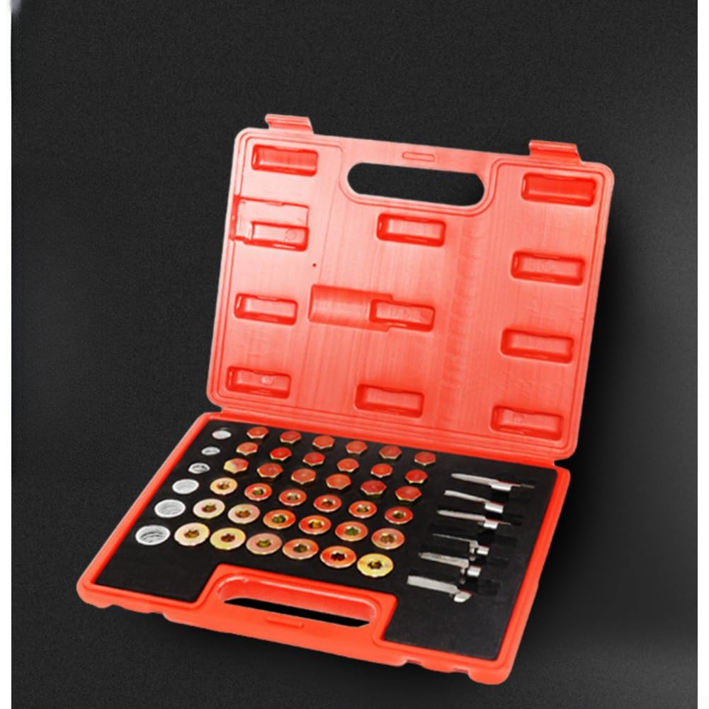 Kit di riparazione filettatura scarico olio con rondelle di tenuta, rubinetto e viti set per fori spogliati, cuscinetto in acciaio e alluminio strumento manuale per manutenzione auto, rosso
