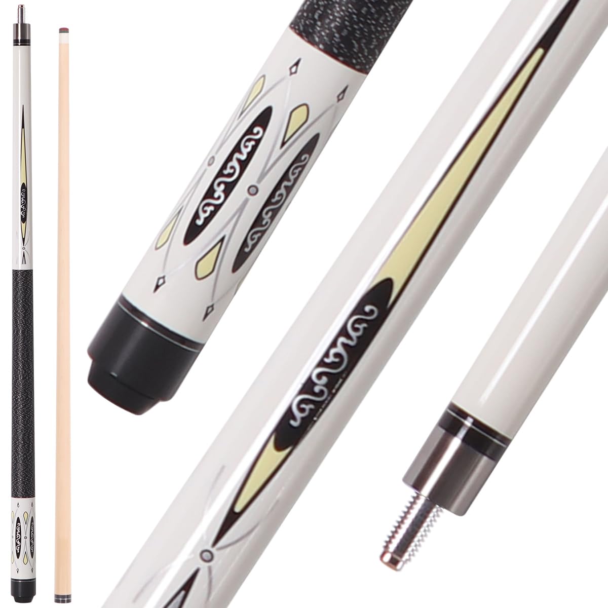Bili Biliard Canadian Maple Pool Cue Sticks (10mm/11.5mm/13mm Tip Available), 58" 2-Piece Pool Sticks for Adults with Low Deflection Shaft,Billiard Sticks for Home, Bar, and Tournament Play (13mm)
