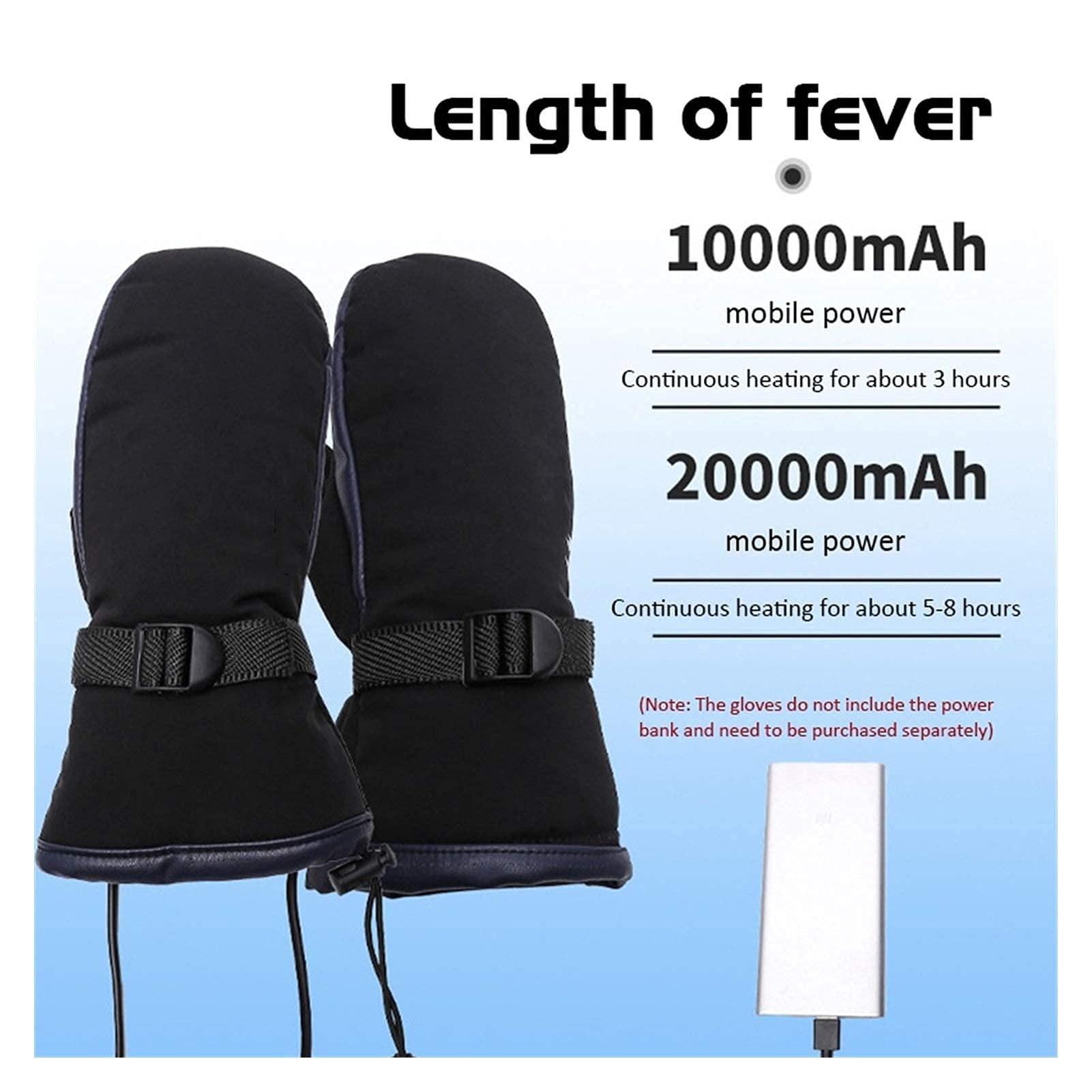 Guantes calefactables, 1 par USB de Invierno Calentador de Manos Ciclismo Motocicleta Bicicleta Guantes de esquí Guantes calefactores eléctricos Equipos de Pantalla táctil recargab