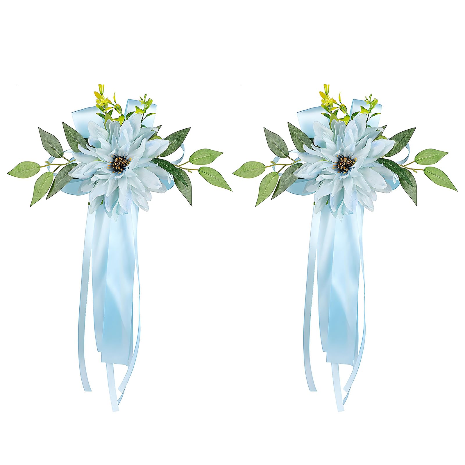 XuQiZZpp Premium Simulated Rose Car Mirrored Ornament With Fabric Ribbon For Bridal Decoration Decorative Bouquets