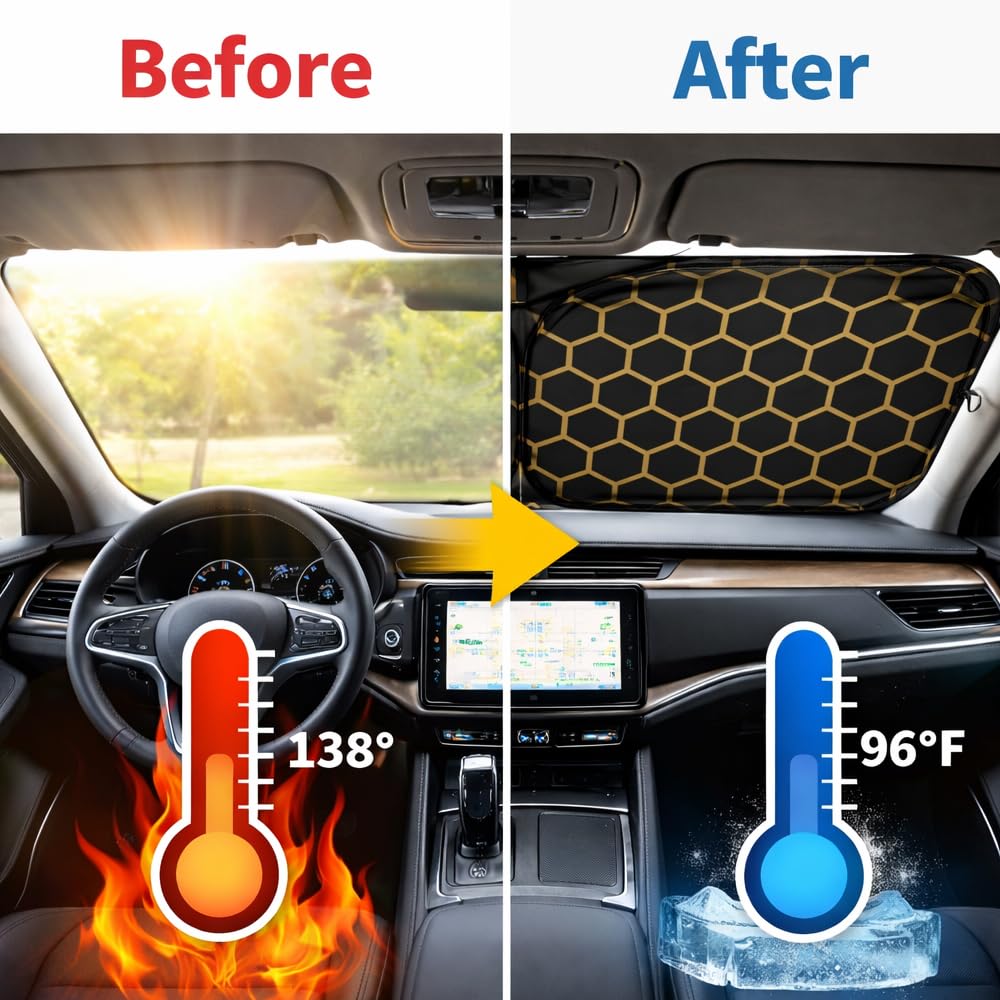Parasole Auto Parabrezza Interno, Pieghevole, Riflettente, Protezione UV,142 * 70cm