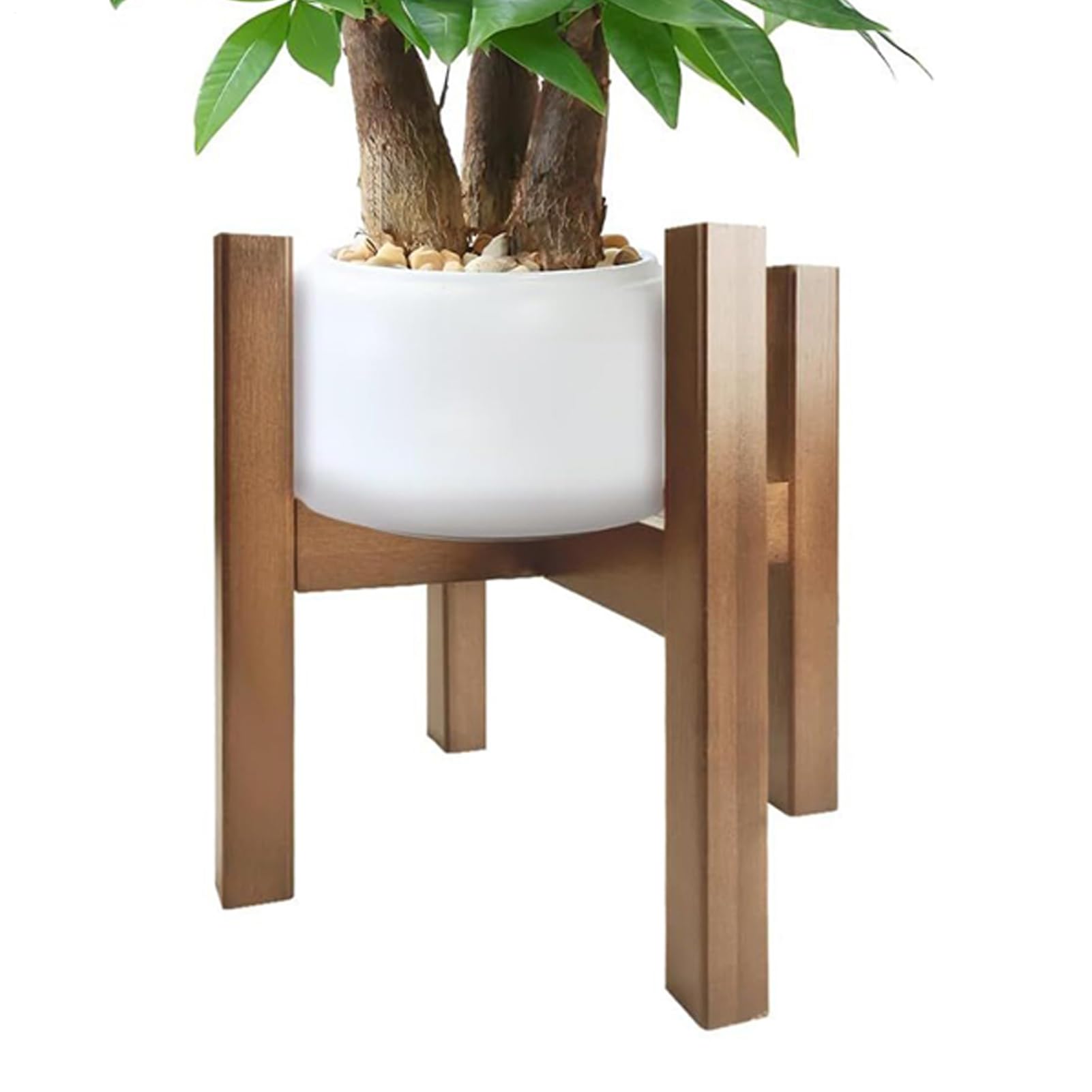 Support en bois réglable pour pot de fleurs intérieur sol