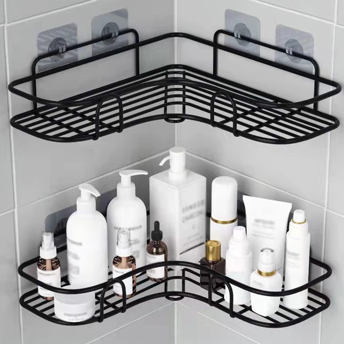 FRGMNT 4pc Bathroom Shelf Shower Caddy Rack Bathroom Kitchen No Punching Triangle Storage Rack