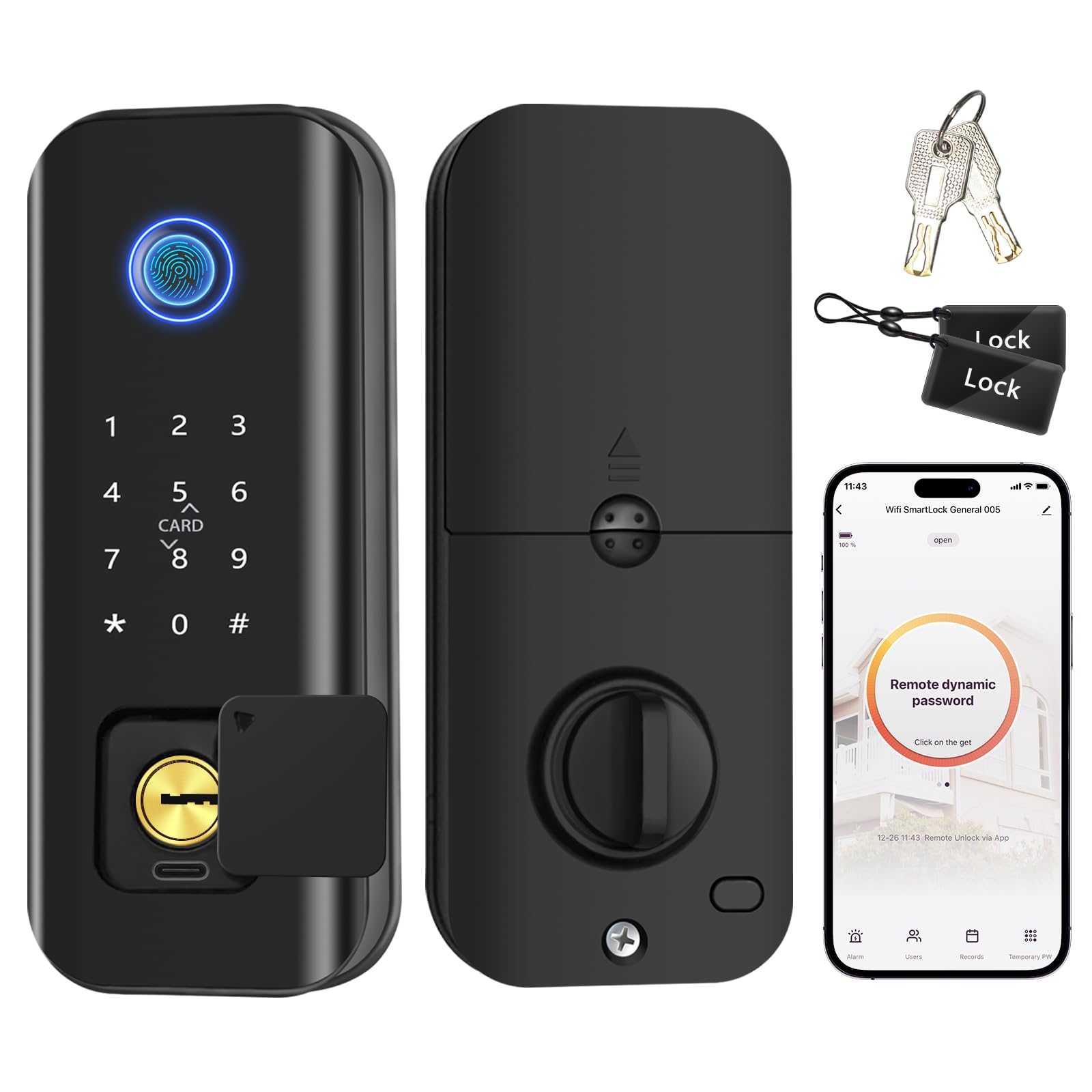 Keyless App Fingerprint Keyless Entry Lock Smart Door Lock - Fingerprint & Keyless ...