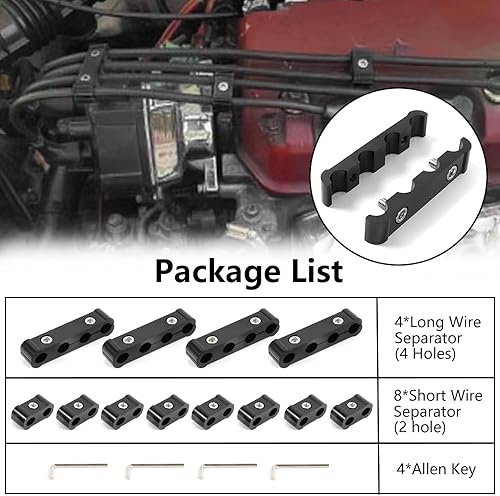 Miniatura 13 de muge racing Kit divisor de alambre de bujía de motor apto para 0.315 in, 0.354 in, 0.394 in, separadores de alambre de aleación de aluminio, azul