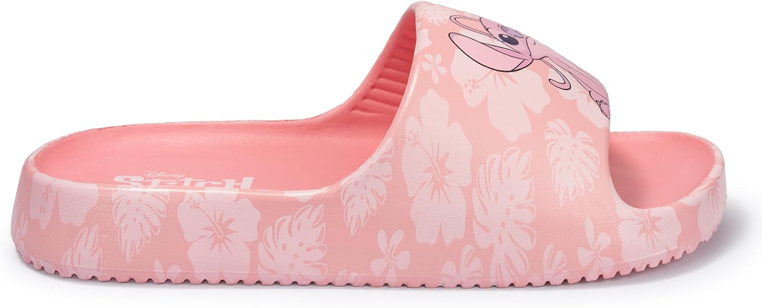 Disney Lilo & Stitch Ladies Girls Pool Slides Sandals - Cute Pink Beach Flip Flops, Comfy Rubber Quick-Dry Water Shoes for Big Girls and Adults - Great Summer Gift