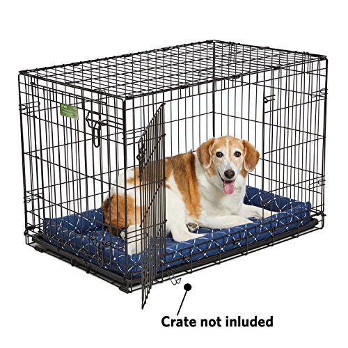 Image of Midwest Homes for Pets 40236-BLD Quiet Time Couture Ashton Bolster Pet Bed, Intermediate Dog /36, Blue