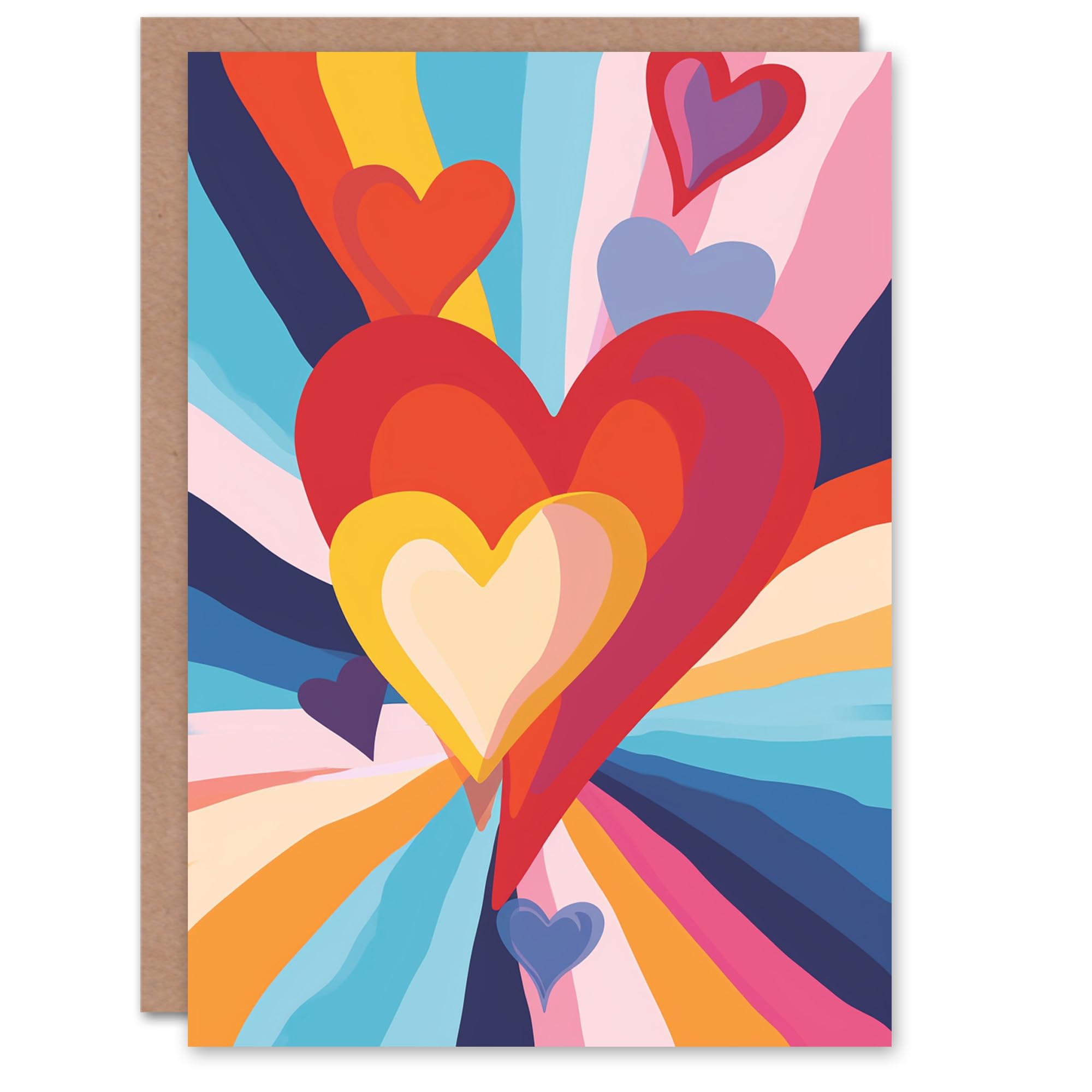 Artery8 Love Heart Rainbow Greeting Card Blank Simple No Words