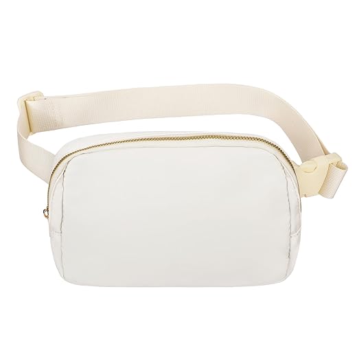 VOROLO Waist Pack for Running Fanny Pack for Women and Men Crossbody Belt Bag Bum Bag with Adjustable Strap for Sports Off White