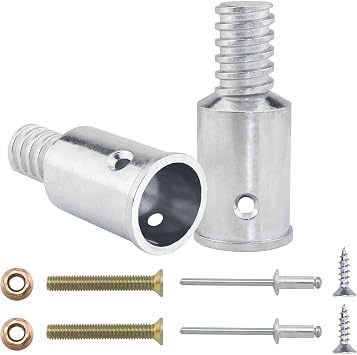 2PCS 1inch/25mm Threaded Tip Replacement Repair Kit Ultra Metal Threaded Handle Tips Pole Handle Extension Pole Adapter Tips for Metal Broom