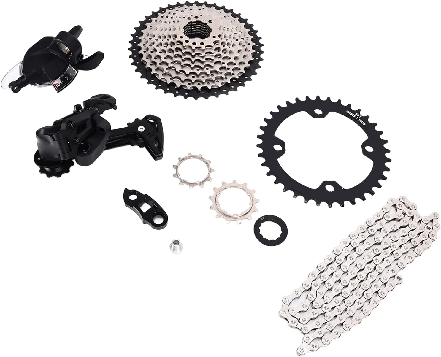 ZAWELIYOA7 Mountain Bike Groupset 10 Speed, 1x10 Shifter Derailleur Set Aluminum Flywheel Shift Kit with 1:1 Technology, Chain with 116L Section, 42T Cassette Tooth for Mountain