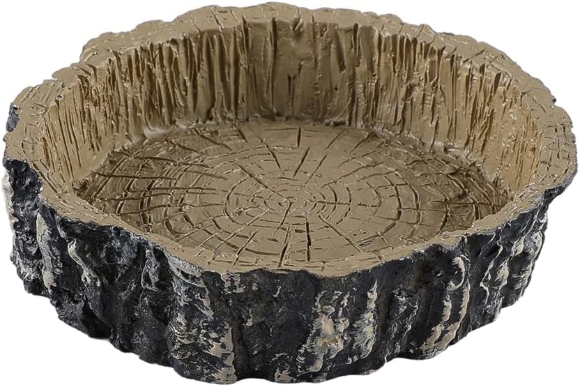 Tree Trunk Food/Water Dish for Amphibians, Reptiles and Other Little Critters, Made from Premium Non-Toxic Resin – Small Size