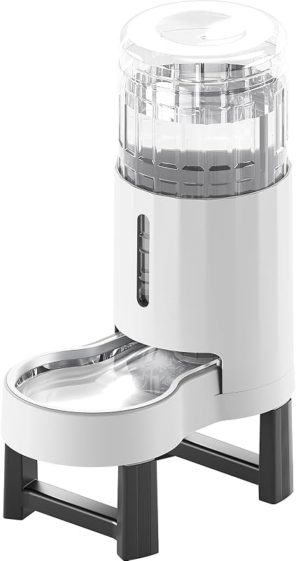 Bebedouro Automático para Cães e Gatos CZPET com Reservatório por Gravidade, Tigela de Aço Inoxidável 304 e Capacidade de 8 L (Branco)