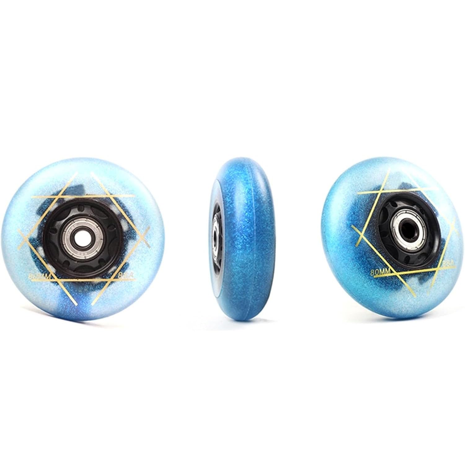 Roues de Rechange pour Patins à Roues alignées 72/76/80 mm, Roues Lumineuses 88A avec roulements ABEC-9, Lot de 8, Bleu, 76 mm