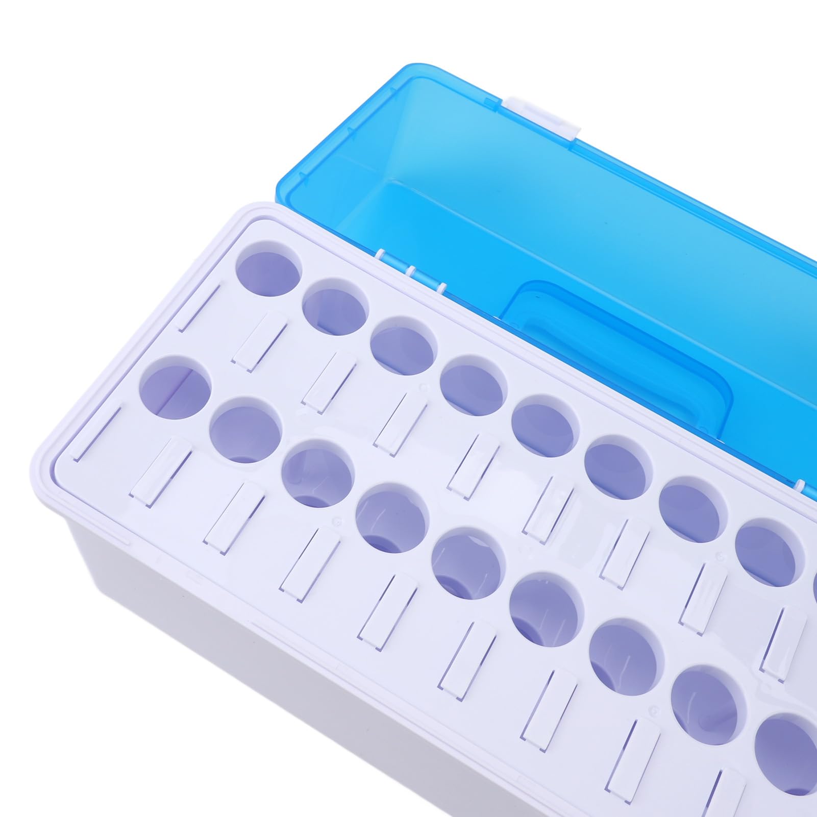 Caja de almacenamiento de tubos de ensayo con asa portátil, tapa a prueba de polvo, capacidad para 20 soportes para tubos de ensayo, para laboratorios de investigación científica,