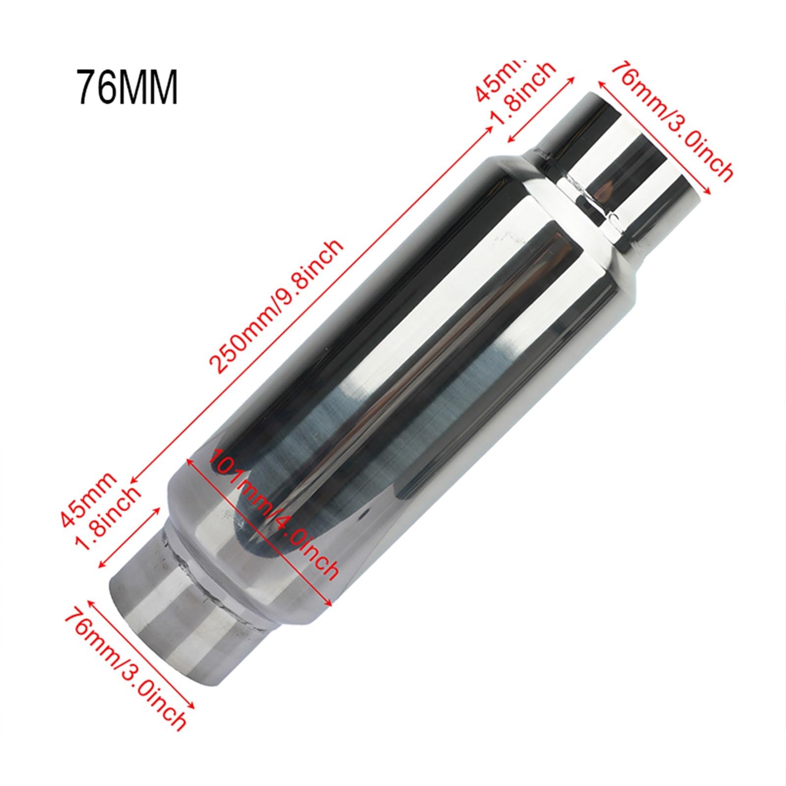 tłumik końcowy Tłumik wydechowy samochodu 51MM 57MM 63MM 76MM rezonatora ze stali nierdzewnej(76MM)