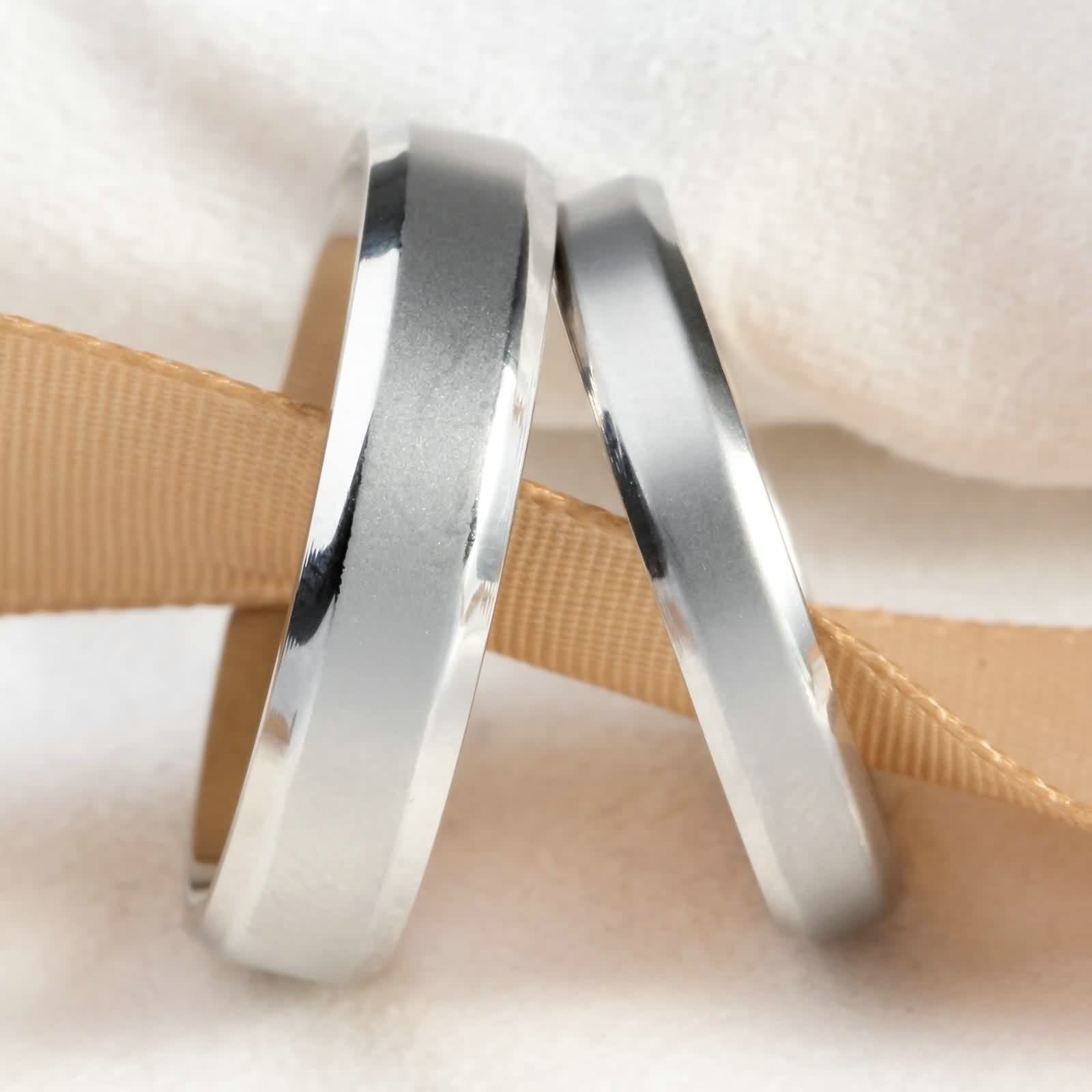 Anillo Pareja,Anillo Personalizado Grabado Anillos Acero Inoxidable Pareja Plata con Redondo Mate Anillos Parejas