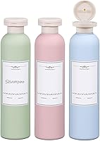 ASEVAT 3-Pack 8.8oz Leak-Proof Flip Cap Travel Shampoo Bottles - Refillable Squeeze Bottles for Toiletries, BPA-Free