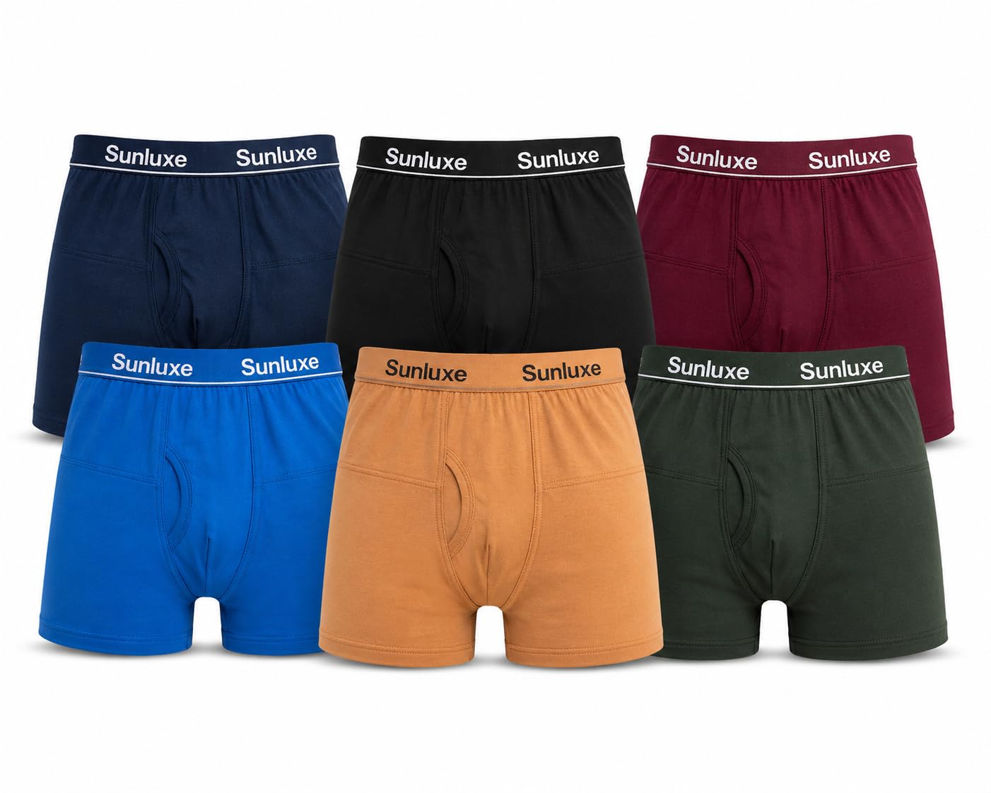 Sunluxe6012 Men's Pure Cotton Solid Trunks (Pack of 6)_Multi Colour-image-24