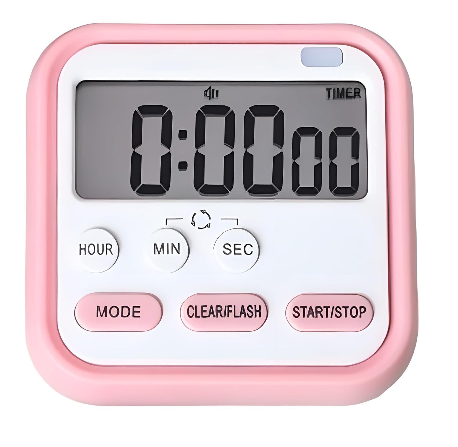 RIVAAN Digital Magnetic 2-in-1 Timer and Stopwatch - Kitchen Timers with Alarm, Large Display Study, Loud Alarm for Cooking, Chess Clock, Egg Timer for Boiling Eggs (Pink)