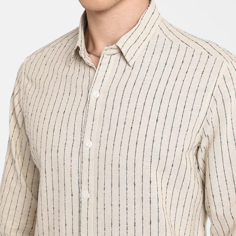 Image of CAHOOT Men's Polycotton Abstract-Textu Shirt |Casual-Wear | Spread Collar | Long Sleeve | Button Closure | Shirt Crafted with Comfort Fit for Everyday Wear