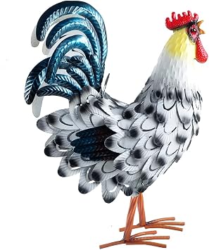 Metal Rooster Statue Garden Chicken Sculpture Decoration Metal Yard Art for Yard Outdoor Indoor Decoration #D