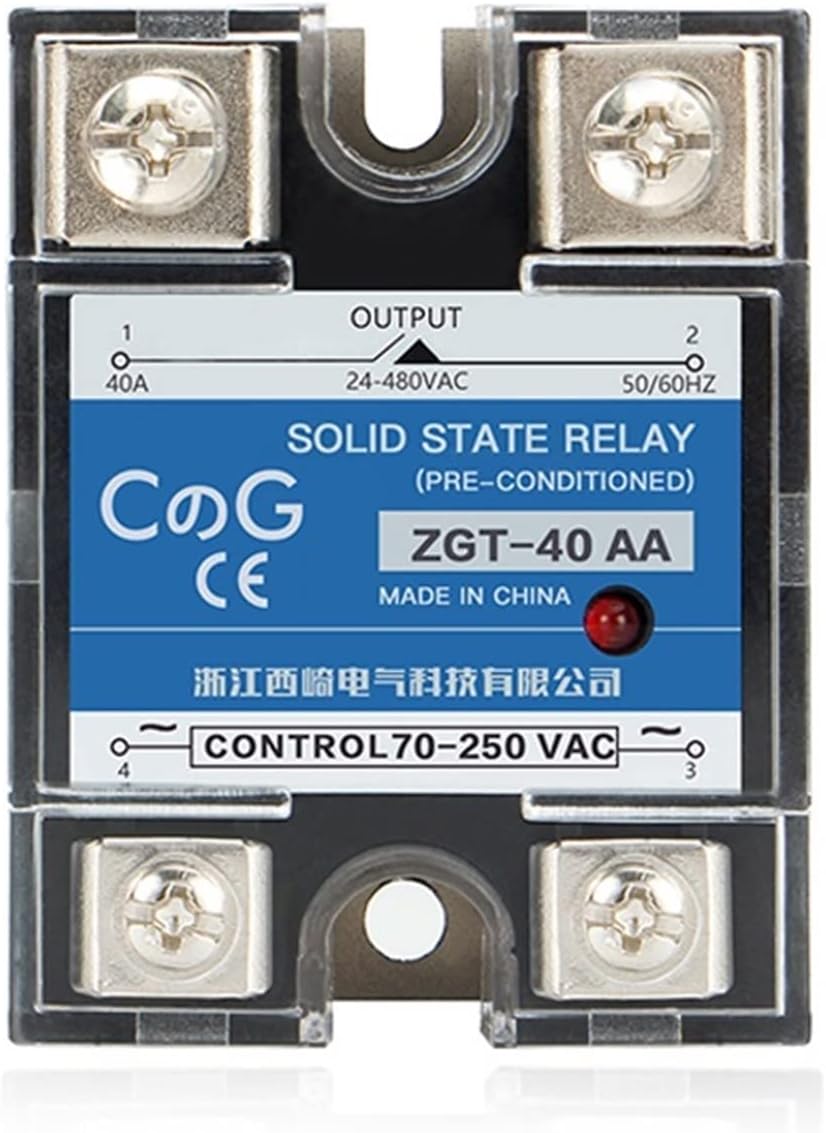SSR-10AA 25AA 40AA SSR Single Phase JGX AC Control Heat Sink 70-280VAC to 24-480VAC 10A 25A 40A AA Solid State Relay(25AA)