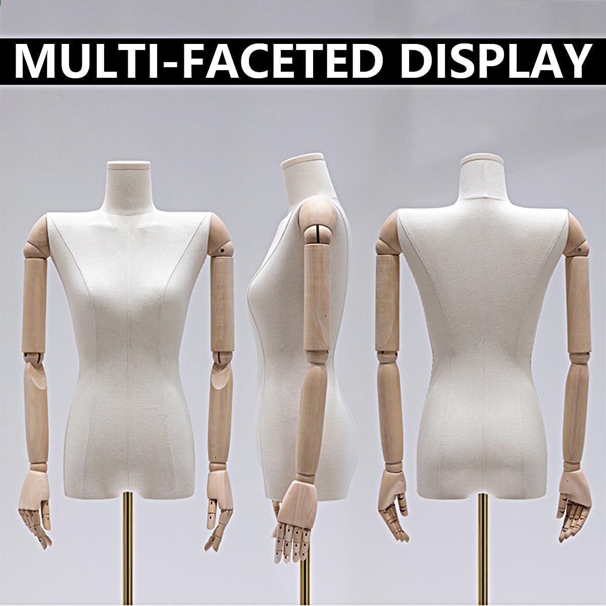 Clothing Display Mannequin Body Display Stand, Adjustable Mannequin Torso Dress Form, Manikin Torso for Clothing Dress Jewelry Display,Without Head