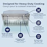 Hauslane Insérer 36 Inc Vent pour la cuisine. LED Lampes, Hotte de gamme sans conduit en acier inoxydable, Hood de gamme de cuisine 18.5” "Profond"